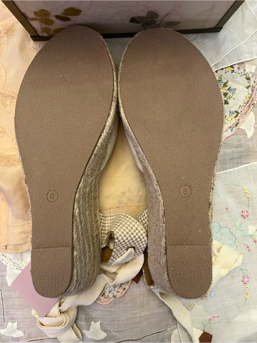 Serra Cream Canvas Espadrille Wedges with Ankle Wrap - Picture 4 of 6